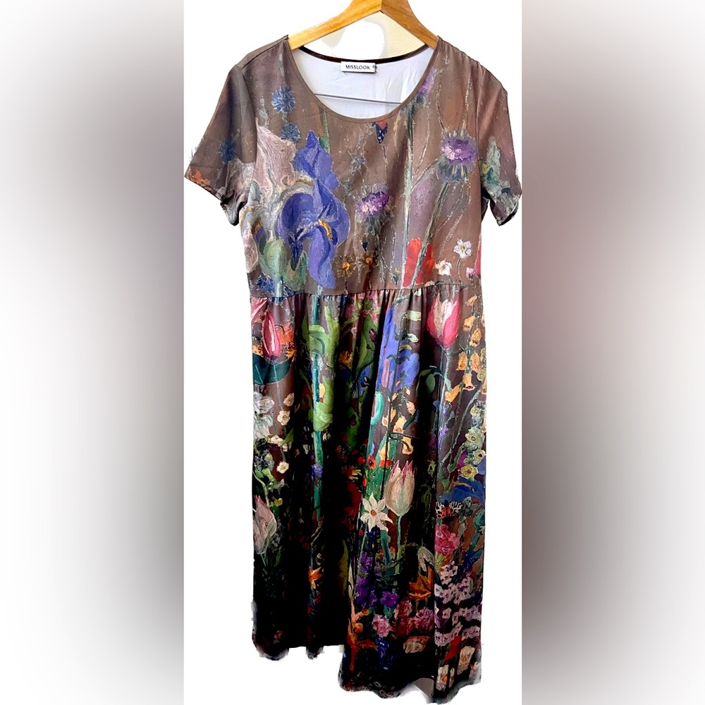 Bold Floral, simply modest, A-line dress